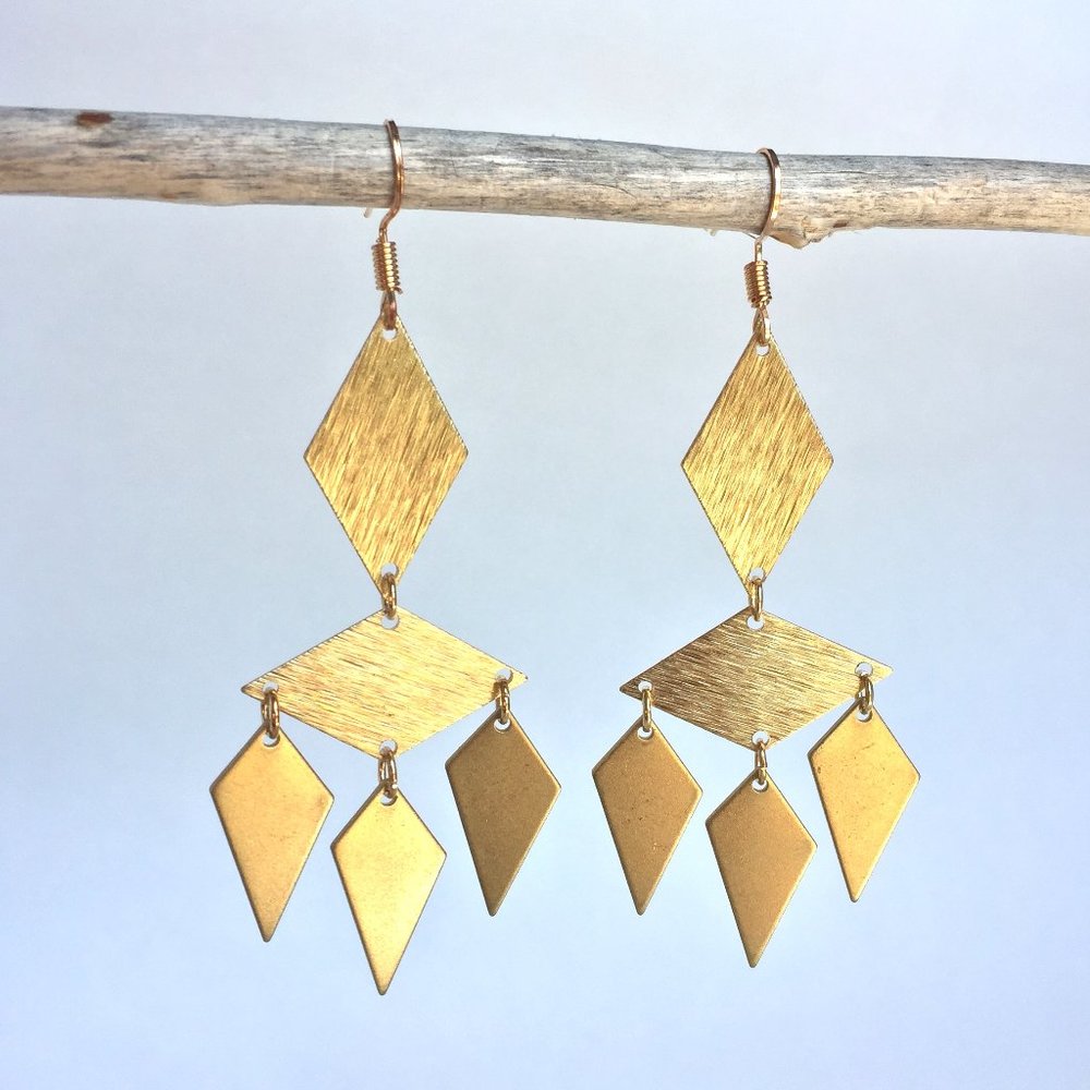 Brass diamonds / angled dangles Earrings
